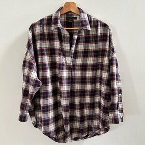 French Connection Black Red and White Button Down Shirt